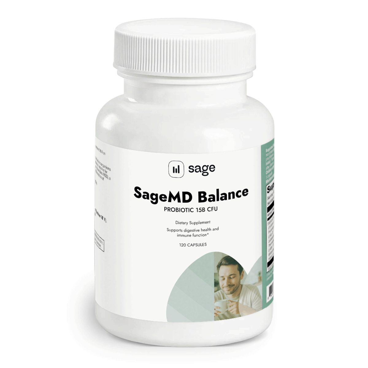 SageMD Balance - Probiotic 15B CFU 120 capsule Bottle Front View | Sage Healthspan