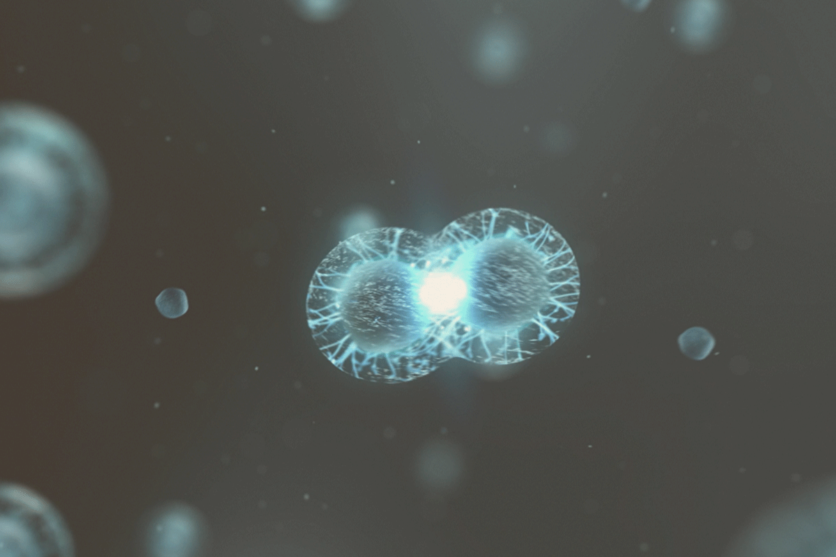 Microscopic view of a single-celled organism on a dark background