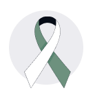 White ribbon with a green stripe.