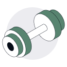 Green and white dumbbell icon