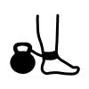Icon with a weight attached to a leg at the ankle.