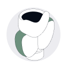 Isometric angle of a thyroid icon.
